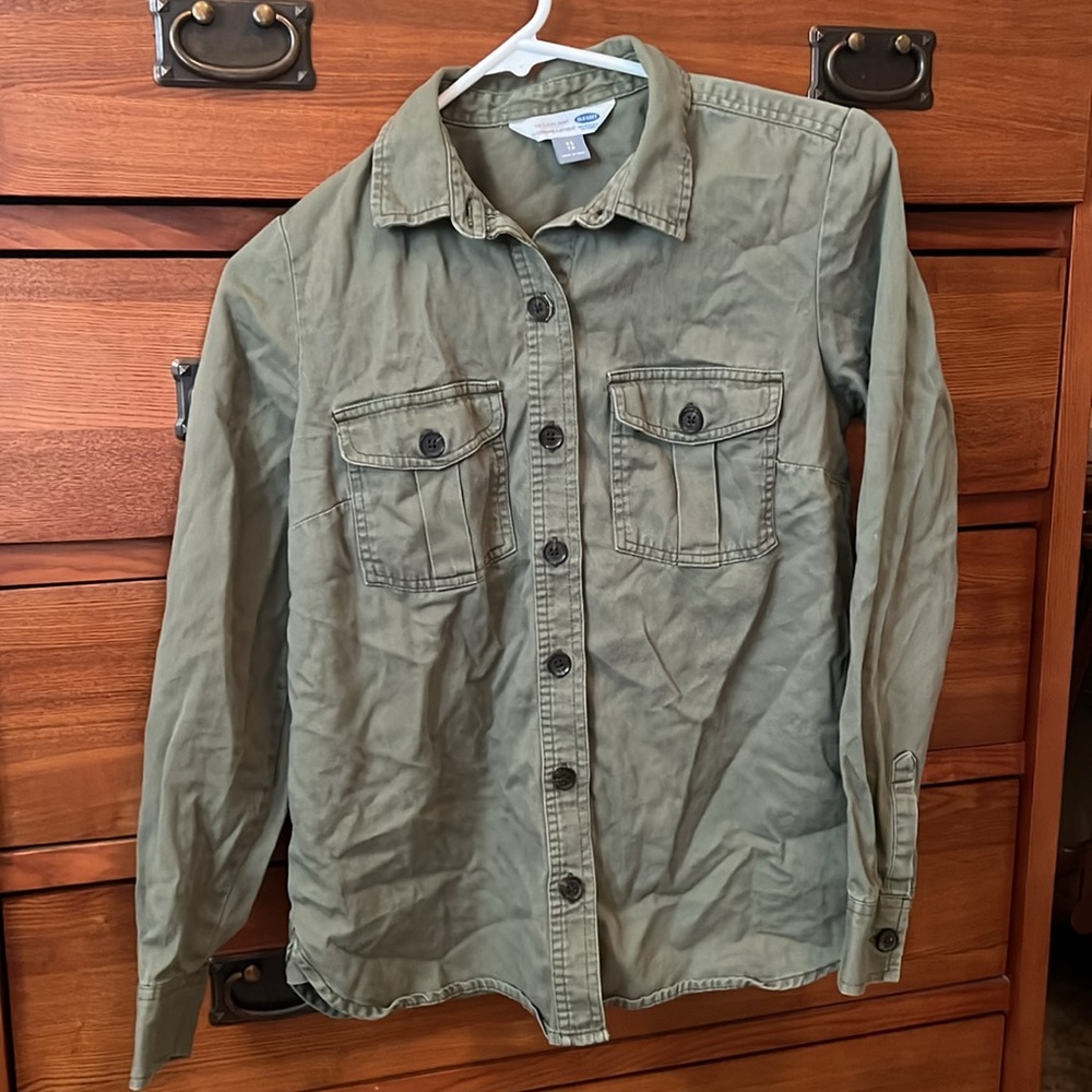 Classic button up shirt Olive Green Old Navy